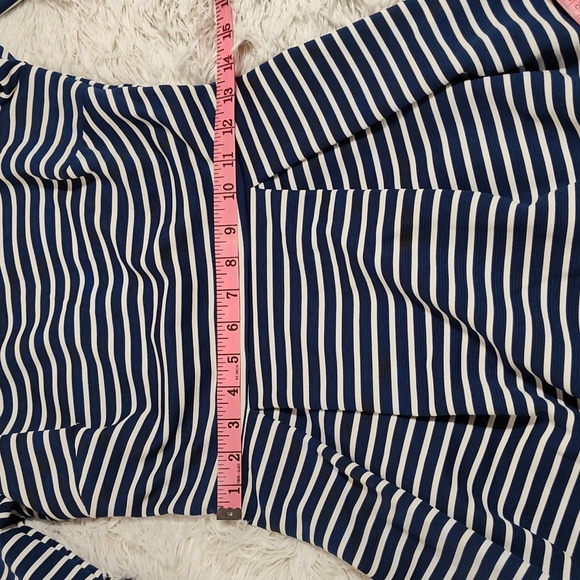 Altar'd State Cute Retro Sailor Dress Blue White Stripe Pleated Bell Sleeve Sz M - Picture 9 of 12